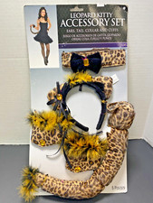 New Cat Leopard Deluxe Headband Accessory Kit  Choker Necklace, Tail  Cuffs