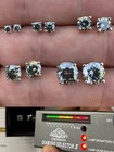 925 Silver 3-8mm Iced Tester ✅ Real Blue Gray Moissanite Screwback Stud Earrings