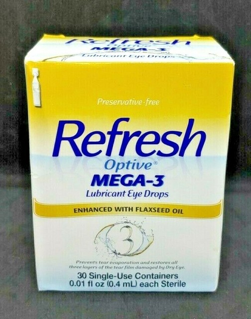 Refresh Optive Mega3 Lubricant Eye Drops 0.01 fl.oz. 30 Pieces for