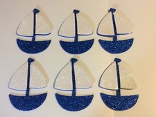 Sailboats Set of 6 Blue Glitter Foam Die Cuts 4  H Party Decorations