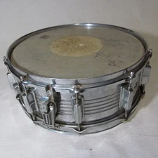VINTAGE CHROME SNARE 14” X 6” SIGNED WITH PEARL LUDWIG AND OTHER HARDWARE PARTS