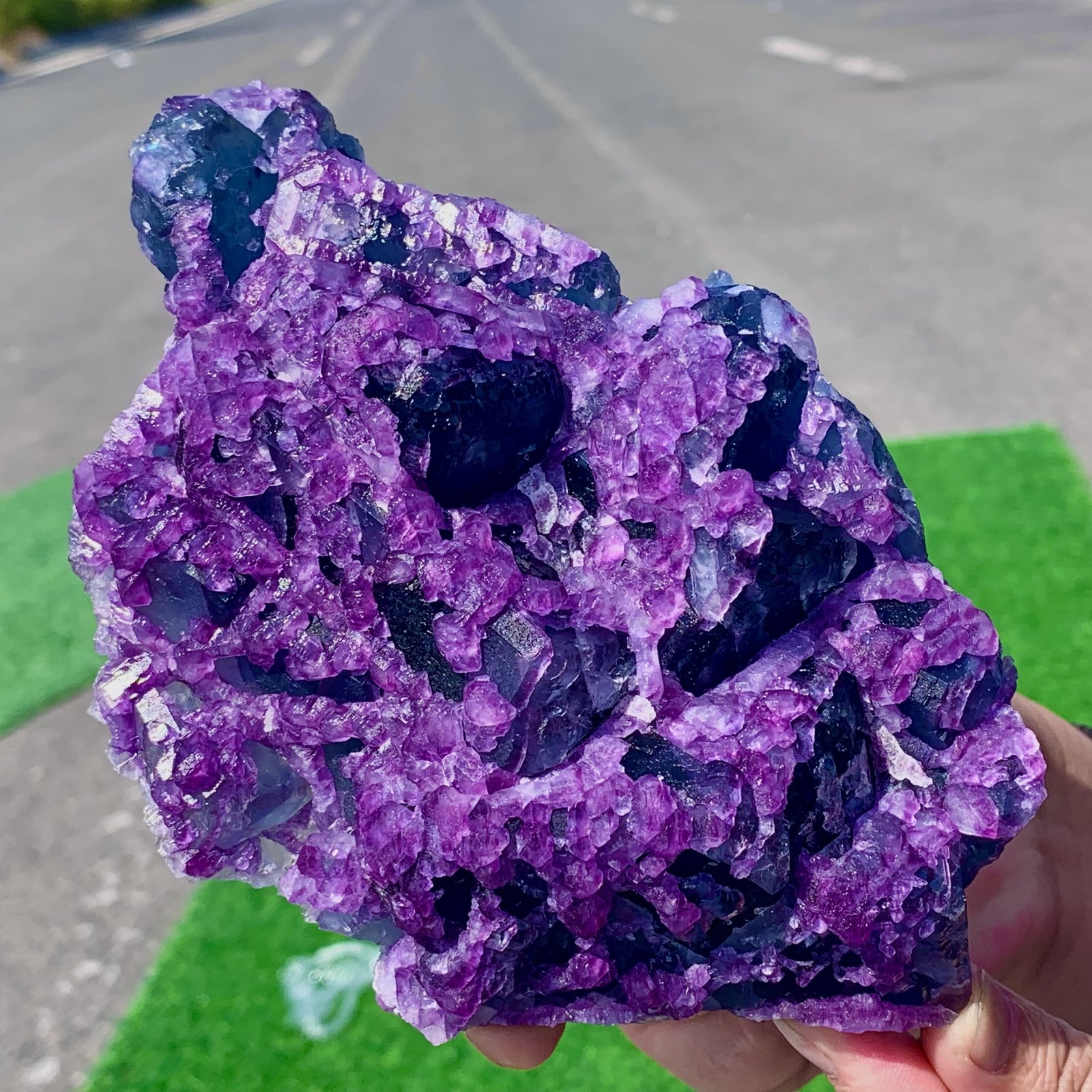 2.86LB Natural Transparent Purple Blue Fluorite Crystal Specimen from China