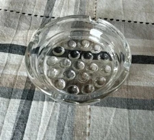 Vintage Clear Glass Round Hobnail Bubble Bottom Ashtray 4" diameter 