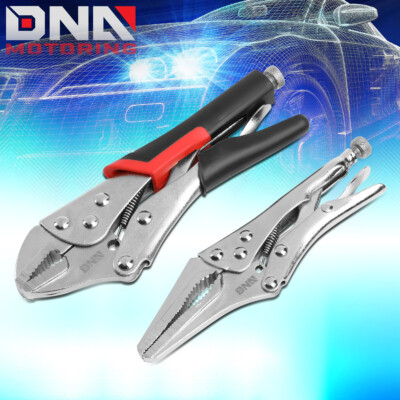 6'' + 7'' CARBON STEEL HEAVY DUTY CURVED+STRAIGHT JAW VISE-GRIP LOCK PLIERS WRENCH