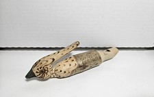 Vintage Hand Carved Wood Bird Whistle with Movable Mouth Interlaken