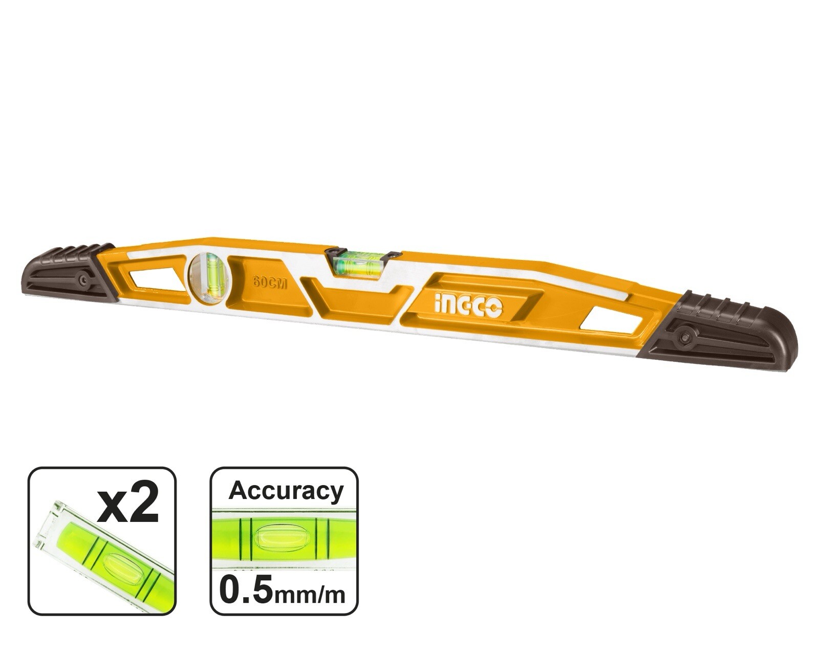 INGCO Spirit Level 600mm  Heavy Duty, tapered design, finely milled bottom