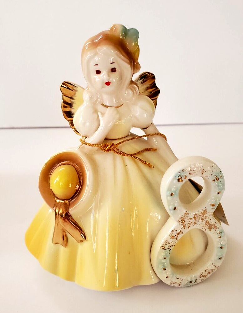 Josef Originals Birthday Angel Figurine Doll Age 8 Original Tag 8th Birthday