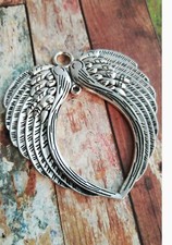 Large Angel Wing Pendants Antiqued Silver Jumbo Focal Pendants 74mm 1/2/5pc