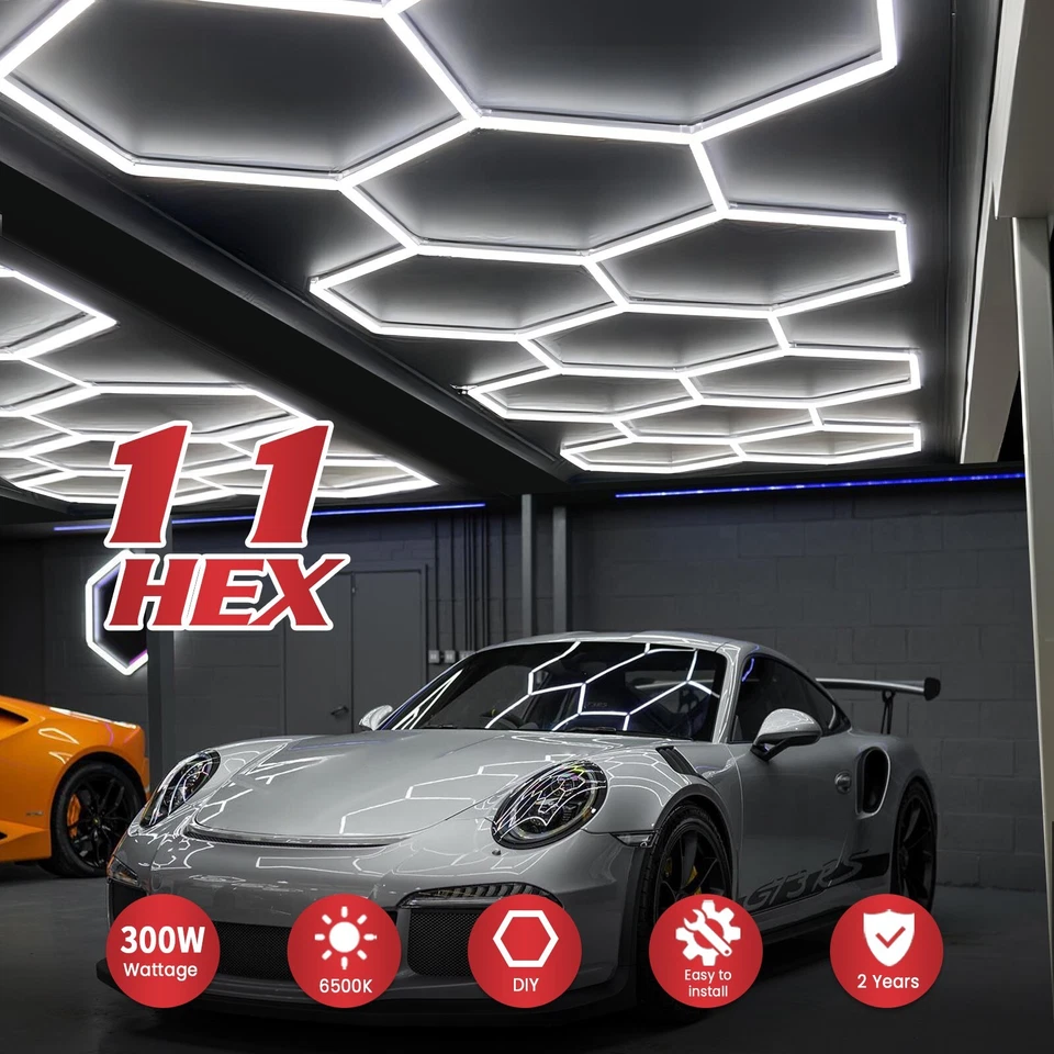 Luci Garage LED Hexagon 11 Griglia Esagoni Illuminazione LED Dettaglio Auto - Immagine 2 di 4