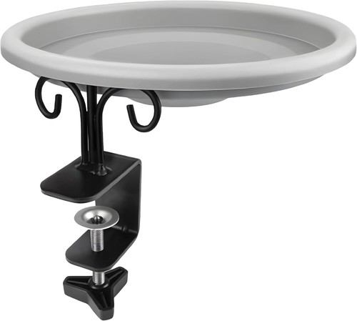 Bird Bath Feeder with Balcony Bracket, XL Feeding Plate - Feeding Bowl for Birds