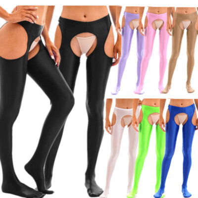 Women's Oil Hollow Out Tights Pantyhose Suspender Thigh High Stockings Pants