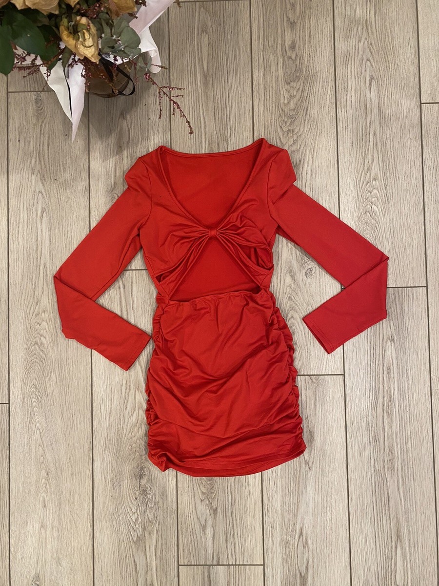 red plunge mini dress Winslet Plunge Mini Dress in Slinky Red , Halter Neck , Bodycon , Asymmetric