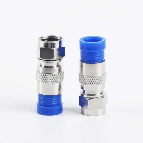 10 Pack- F-Type Compression Connector Male Plug RG6 Quad Shield Coax Cable - Picture 2 of 5