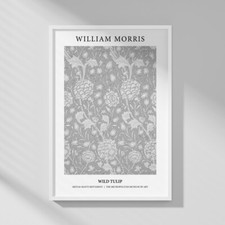 William Morris Grey Botanical Wall Art Prints Posters Pictures Floral Home Décor