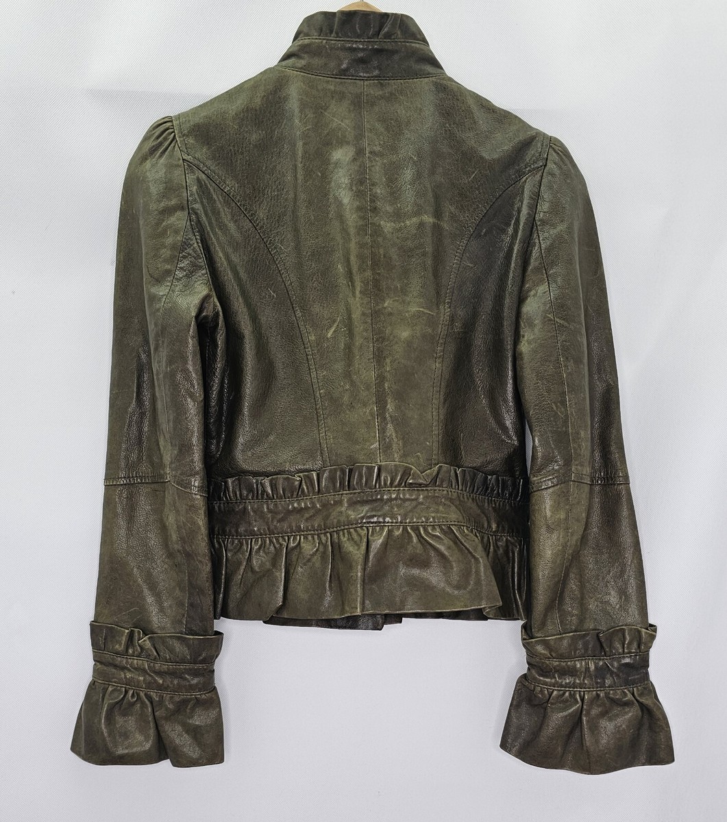 Authentic Red Valentino Women Size 2 Moss Green Leather Jacket | eBay