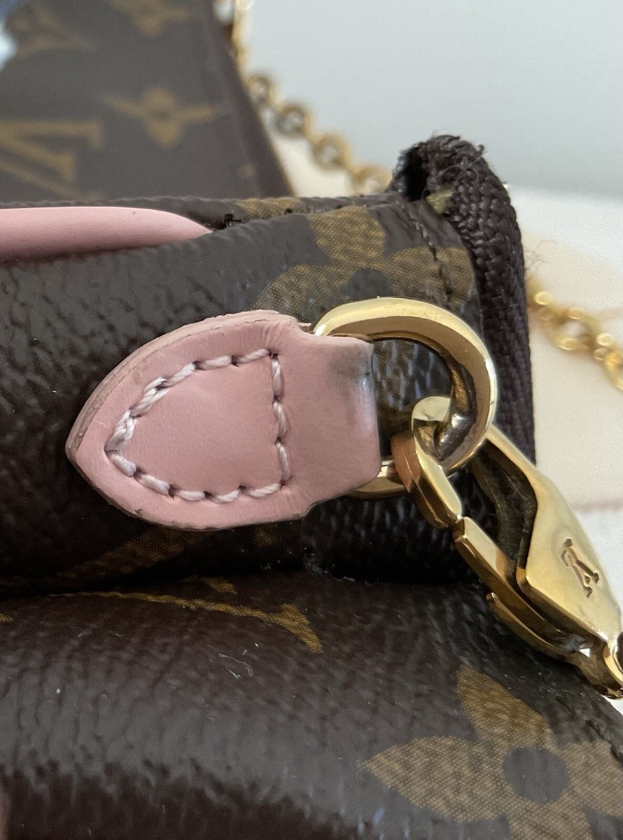 Auth Louis Vuitton Monogram Vivienne Holidays Xmas Pink Double Zip