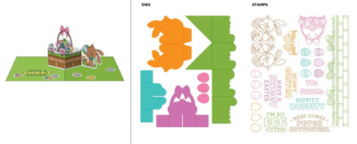 Diamond Press Easter Basket Pop-Up Card 15pc Stamp and 5pc Die Kit 786633
