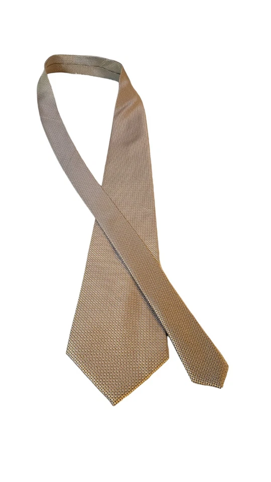 Corbata de lujo Croft & Barrow dorada geométrica texturizada 100 % seda Handmad Business Foto 4 de 4