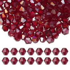 6mm Bicone Crystal Beads, 200 Pcs Glass Faceted Spacer Bead, Light Red