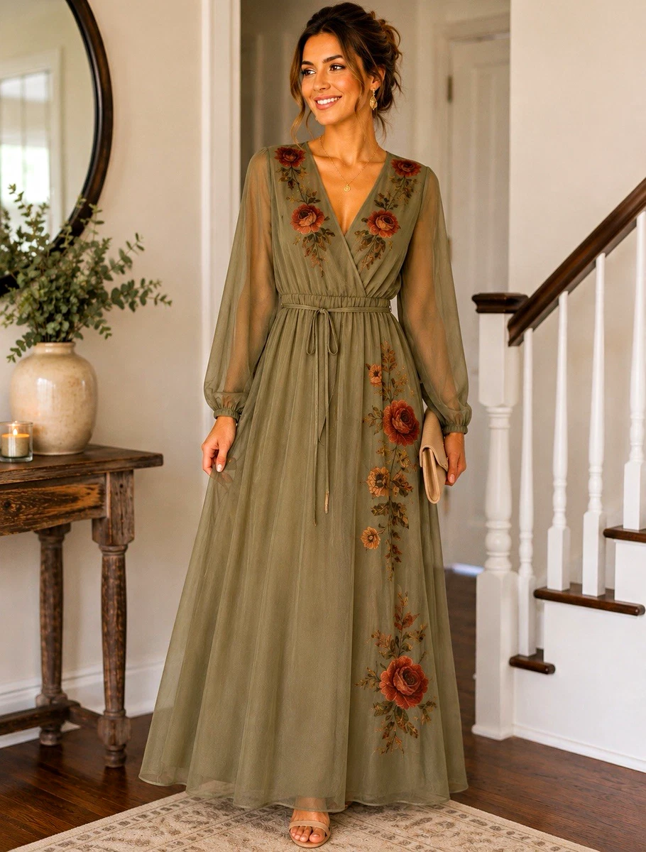 loose chiffon dress Women's Maxi Women's Casual Chiffon Yarn Dress summer chiffon maxi dress Soft Coral Halter Chiffon Size:46FR - 18UK - 14US and flowing bishop sleeves Strapless-dress