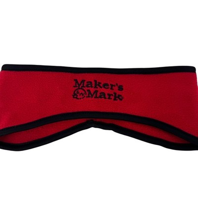 Makers Mark Red Fleece Ear Warmer Headband Black Trim Embroidered Logo