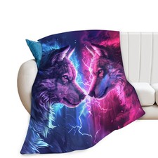 Fantasy Wolf Throw Soft Warm Cozy Fleece Blanket Women Kids 50x40 Inch