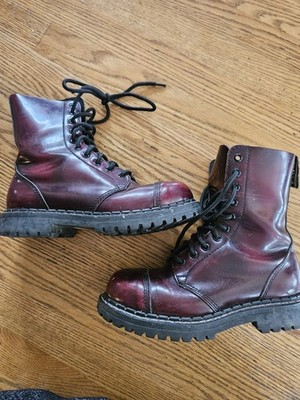 TUK Women's Boots Size 7 Burgundy REAL Leather Lace Up
