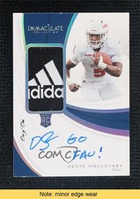 2019 Immaculate Collegiate Rookie 1/1 Devin Singletary Patch Auto Tag READ 07o4