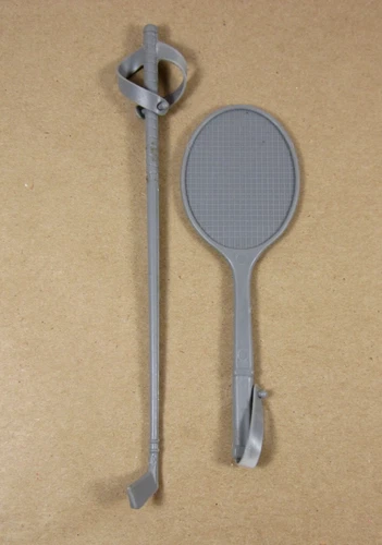 Free Moving Barbie Tennis Racket & Golf Club Ken PJ Cara vtg Mattel 1974 70s