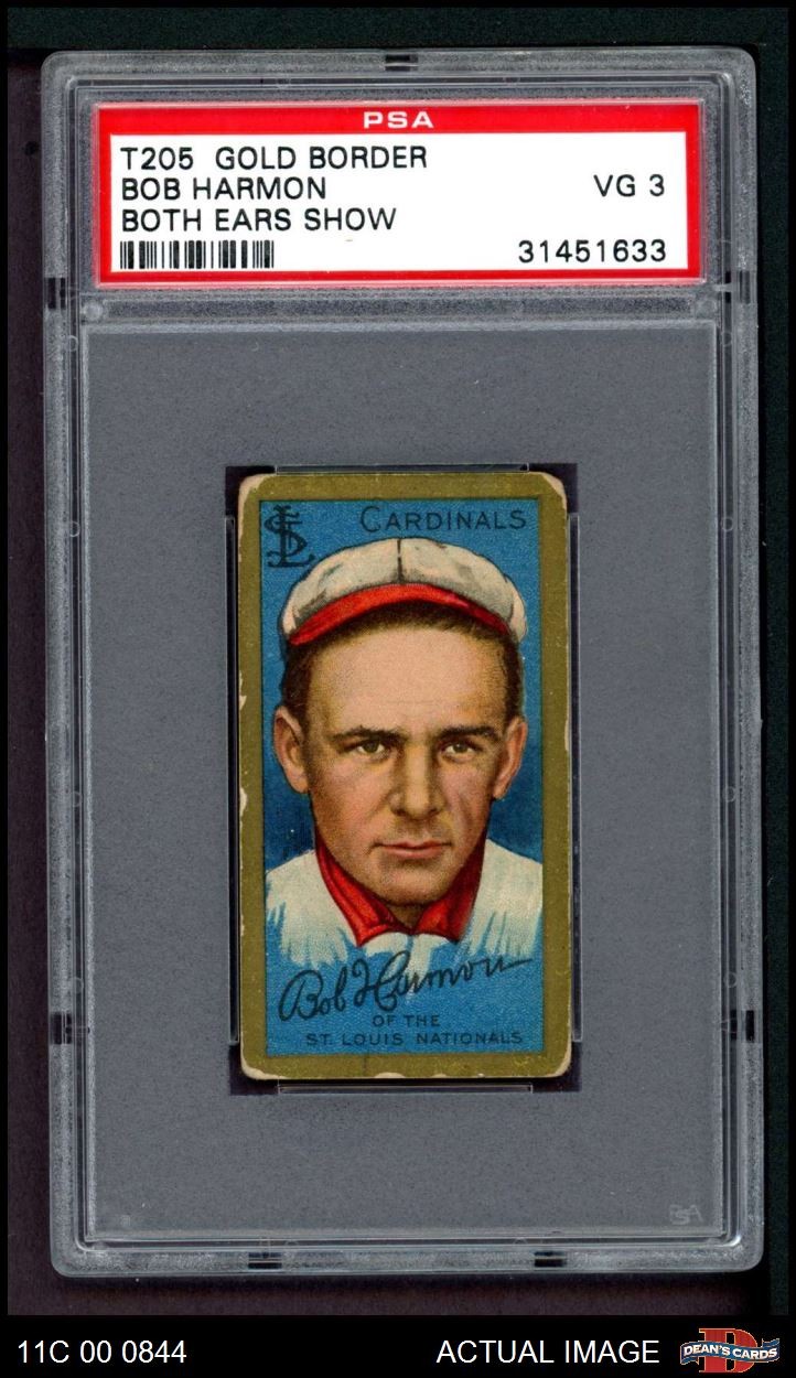 1911 T205 Bob Harmon   Both Ears Show Cardinals COMMON VARIATION PSA 3 - VG
