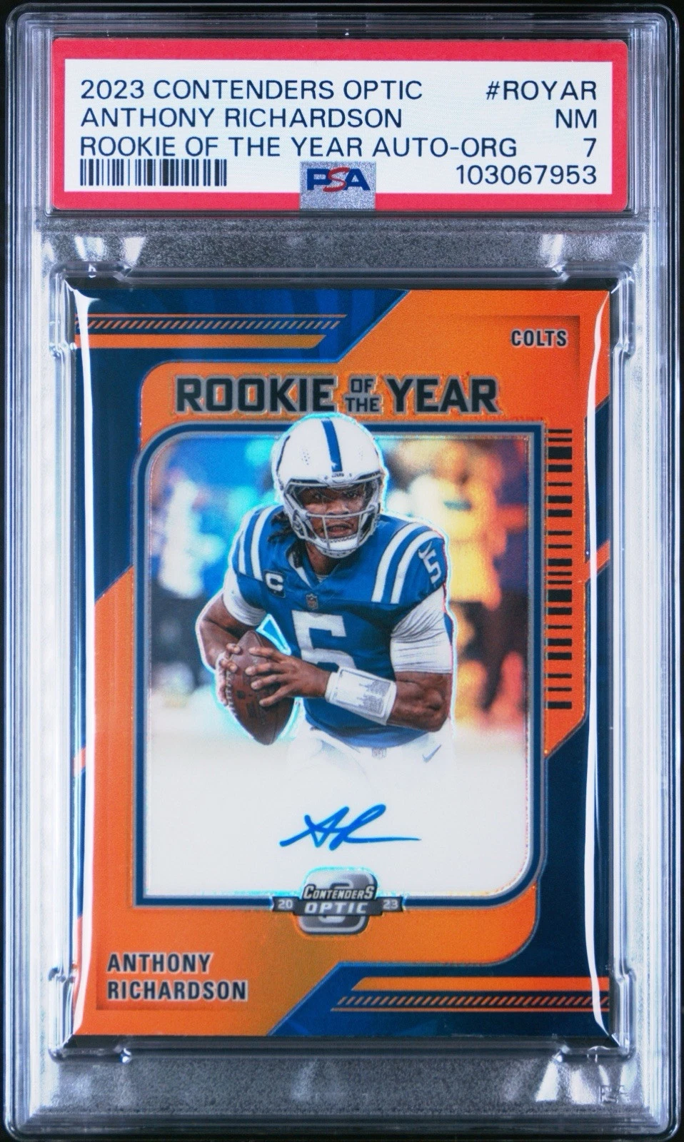 Anthony Richardson Panini Contenders Optic Rookie of the Year Contenders Autographs #ROYAR Gold