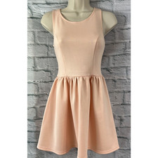 H&M Divided Skater Dress Peach Light Pink Size 8 Stretchy Strappy BNWT Short