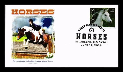 US COVER HORSES FIRST DAY ISSUE PANDA CACHET