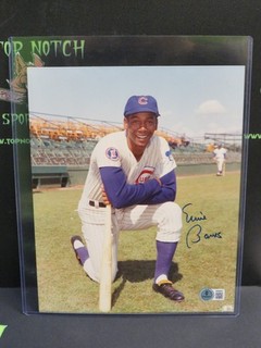 ERNIE BANKS AUTOGRAPHED SIGNED CHICAGO CUBS 8X10 PHOTO BECKETT BAS BB