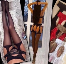 Fiore Amour incomparable chic luxury matte suspender tights with cutouts 20 Den