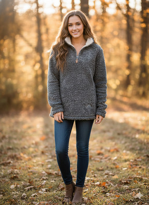 Simply Southern Fluffy Quarter Zip Fleece Pullover Ladies Size S