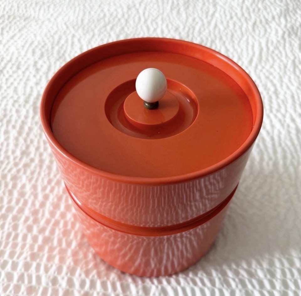 Vintage 1970s Heller Asti 1 Ice Bucket Orange Space Age Italian Sergio Asti