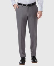 Haggar Men's Gray Premium Slim-Fit Flat-Front Dress Pants Size 32W 32L