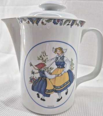 Rorstrand Swedish National Costumes Svenska Landskapsdrakter RARE Coffee Pot