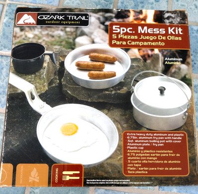 Ozark Trail 5-Pc Aluminum Mess Kit Camping Hiking Outdoor Cookware Set For One