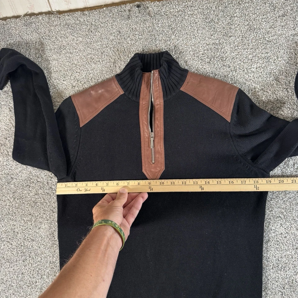 Suéter Ralph Lauren Vintage Años 90 Y2K L Pequeño Cuero Parches 1/4 Cremallera Dinero Antiguo Foto 4 de 4