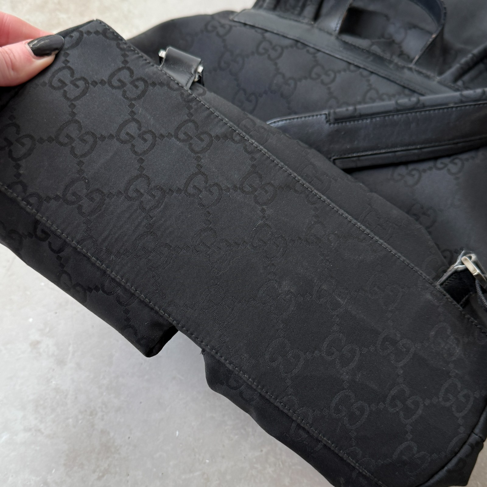 Authentic Gucci Monogram Backpack Black Nylon GG … - image 5
