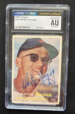 Whitey Herzog HOF Signed Autograph 1957 Topps Rookie Card 29 CGC JSA 10 AUTO. rookie card picture