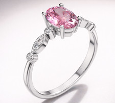 Certified VVS1 Lab Grown Pink Color Diamond Women Anniversary Ring 925 Silver