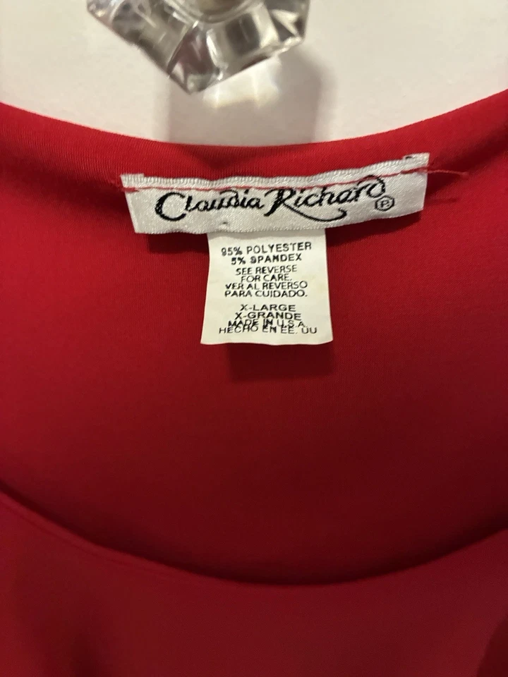 Blusa Claudia Richard Rojo Profundo Volantes En Capas Sin Mangas - Talla XL Foto 2 de 4