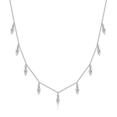 Bettelhalskette 2,7 kt Marquise-Schliff Laborgefertigt Diamant Testpass VVS1/D 18 K Gold