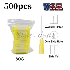 500pcs Dental Disposable Syringe Tips Endo Irrigation Needle Blunt Tip 30G