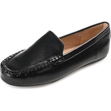 Faux Suede Moc Toe Loafers Flats Journee Black Size 10