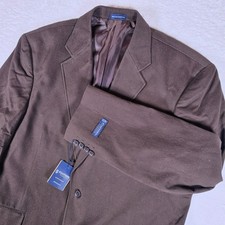NEW Stafford Twill Blazer Mens L 42-44 Hot Coffee Brown Cotton 3-In-1 Sport Coat