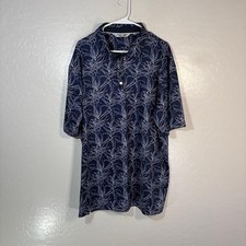 Black Clover Polo Shirt Mens 2XL Blue Floral Golf Performance Stretch Top